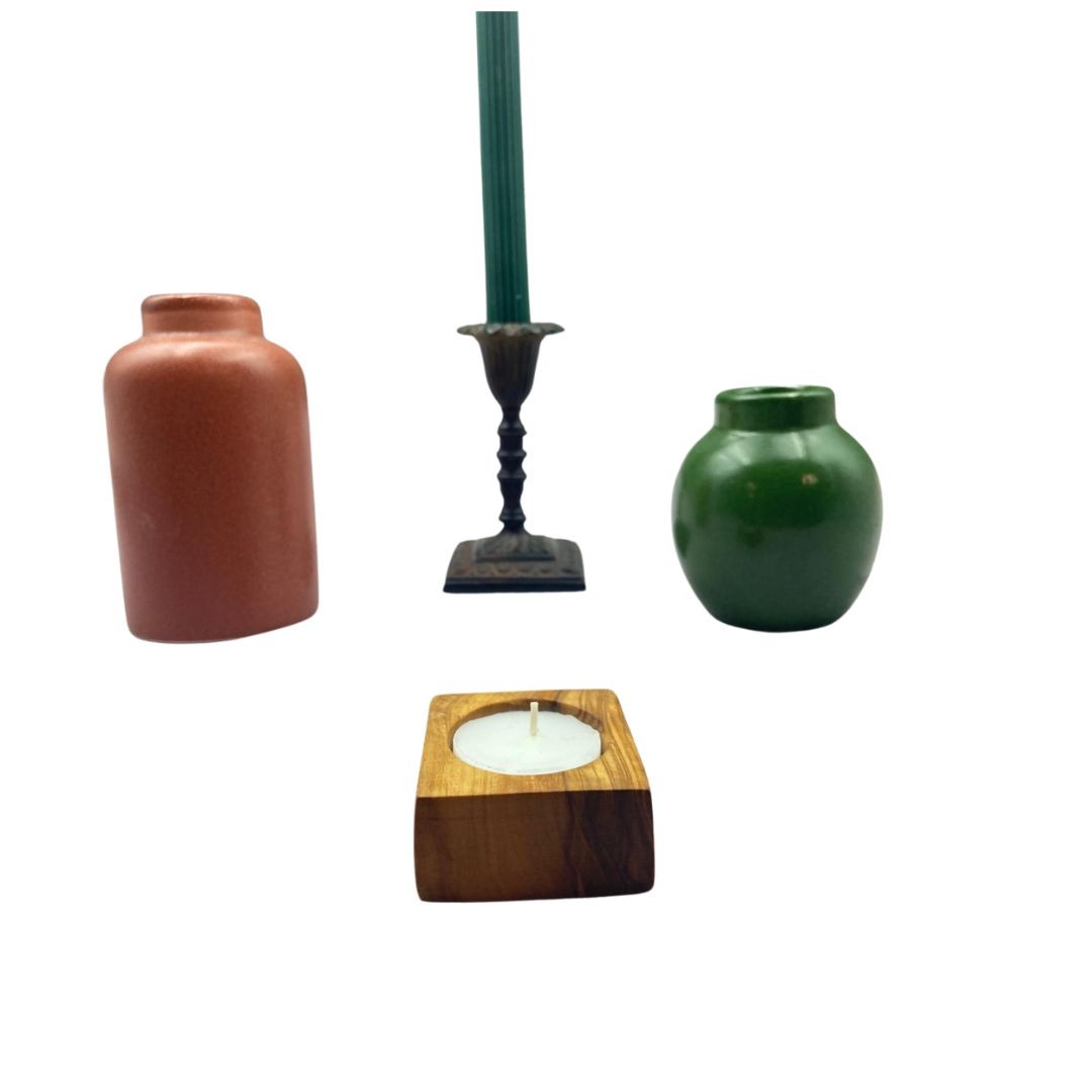 Bougeoir en bois d’olivier  - 2