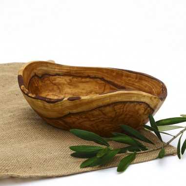 Olive Wood Oval Rustic Bowl for Salad/Fruit 25-27cm