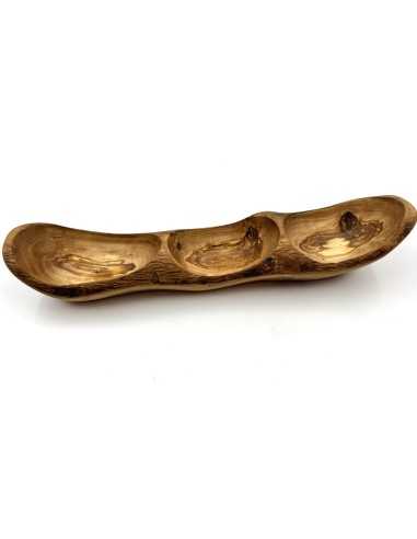 Triple Section Olive Wood Serving Dish