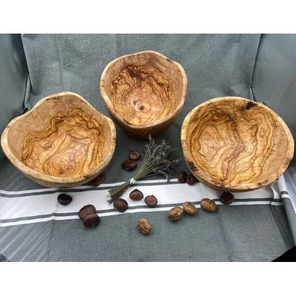Round Olive Wood Salad Bowl  - 3