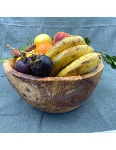 Round Rustic Olive Wood Salad Bowl  - 1