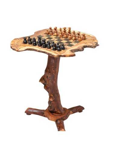 Table de jeu d'échecs en bois d'olivier