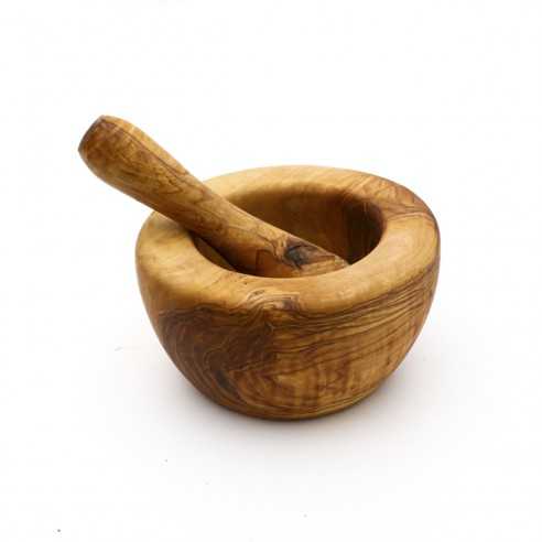Olive wood mortar and pestle diameter 14 cm
