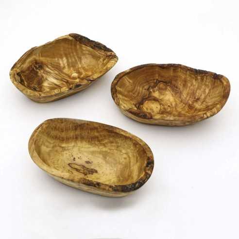 Set of three Olive Wood rustic dishes