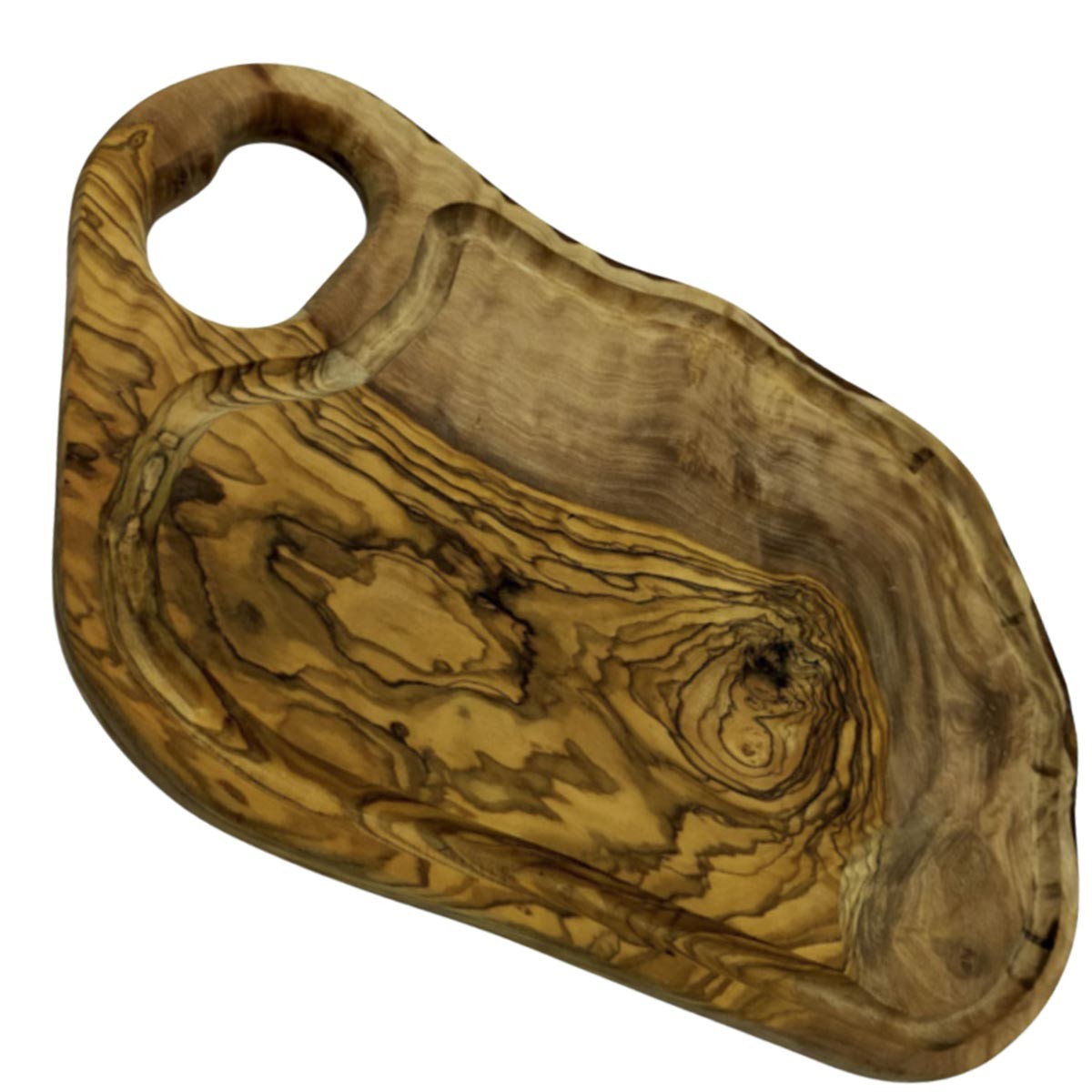 Planche à découper en bois d'olivier avec trou 35 cm  - 2