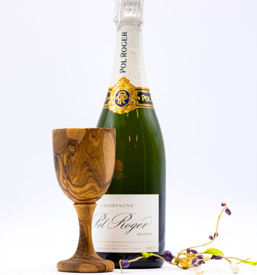 Verre à pied en bois d'olivier