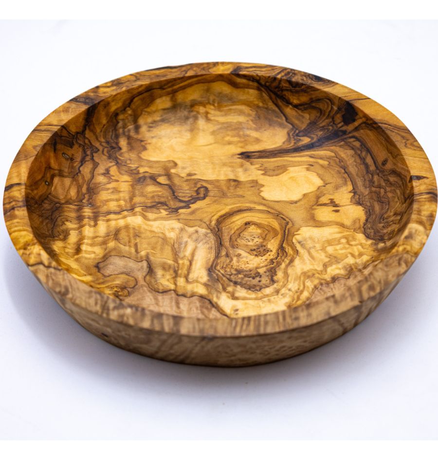 Round olive wood plate