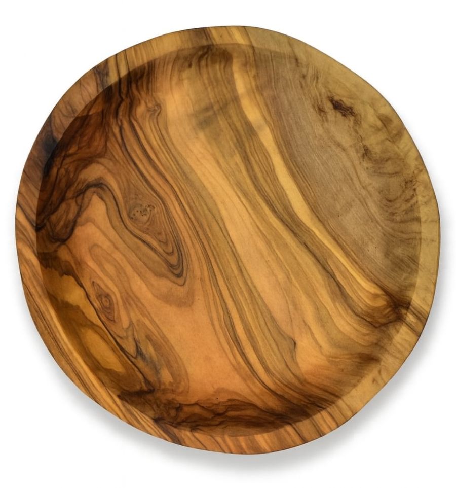 Round olive wood plate
