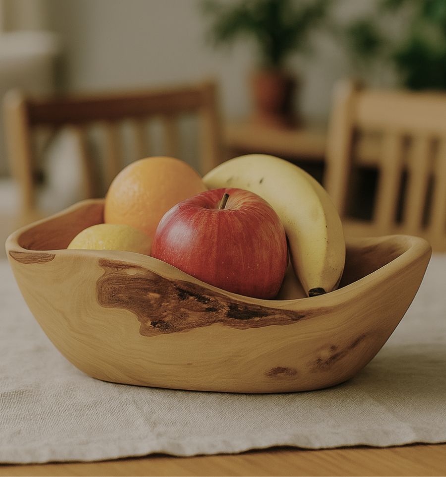 Saladier ovale rustique en bois d’olivier