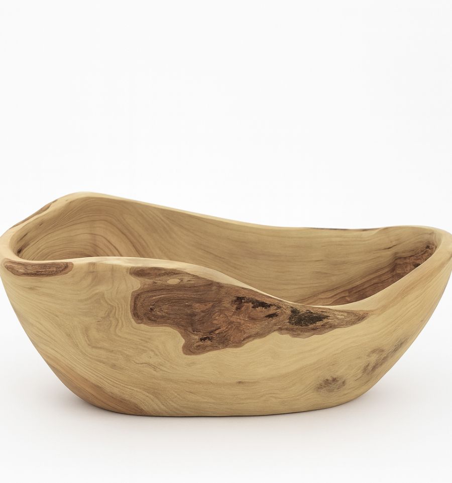 Saladier ovale rustique en bois d’olivier